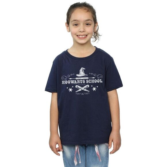 Harry Potter Girls Hogwarts First Year Cotton T-Shirt / Navy Blue - Picture 2 of 5